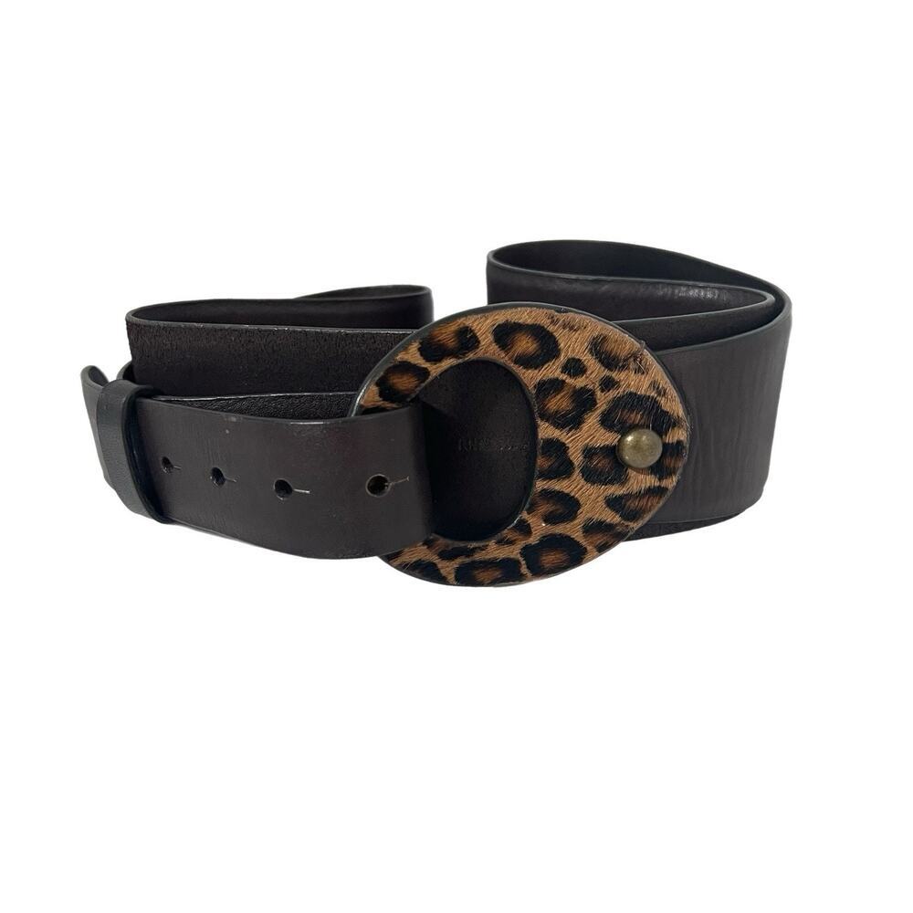 Chico's Genuine Leather Belt With Ornate Stone Embellished Buckle Large Size**